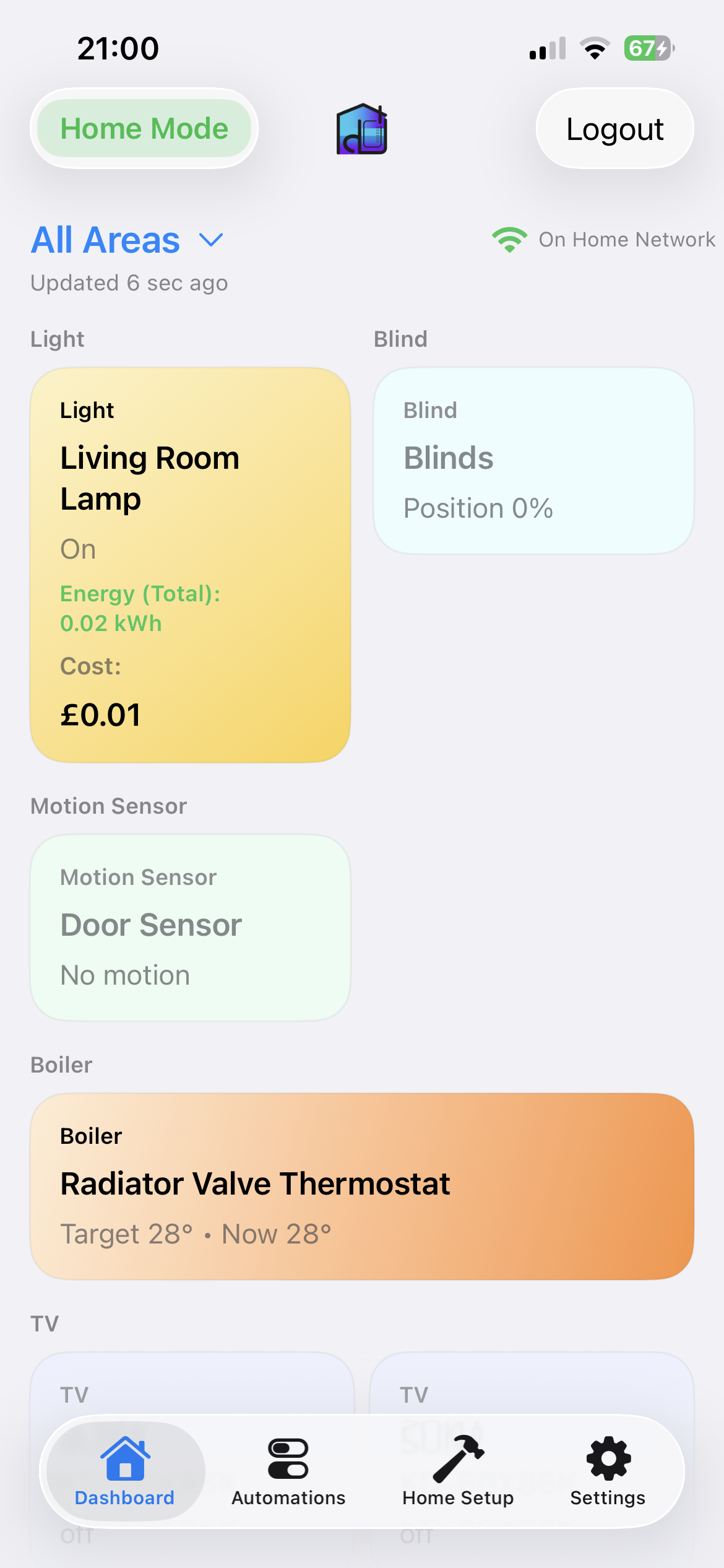 Dinodia app energy monitoring screenshot